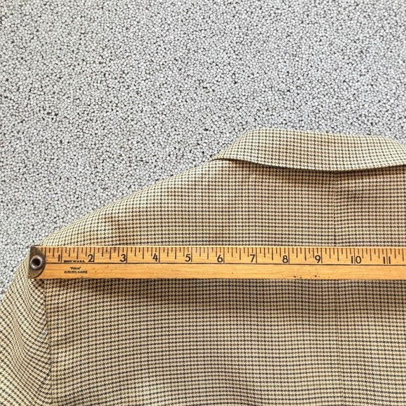 Club Room Houndstooth Blazer 42R Silk Wool Cashmere Sport Coat Tan - Picture 15 of 16